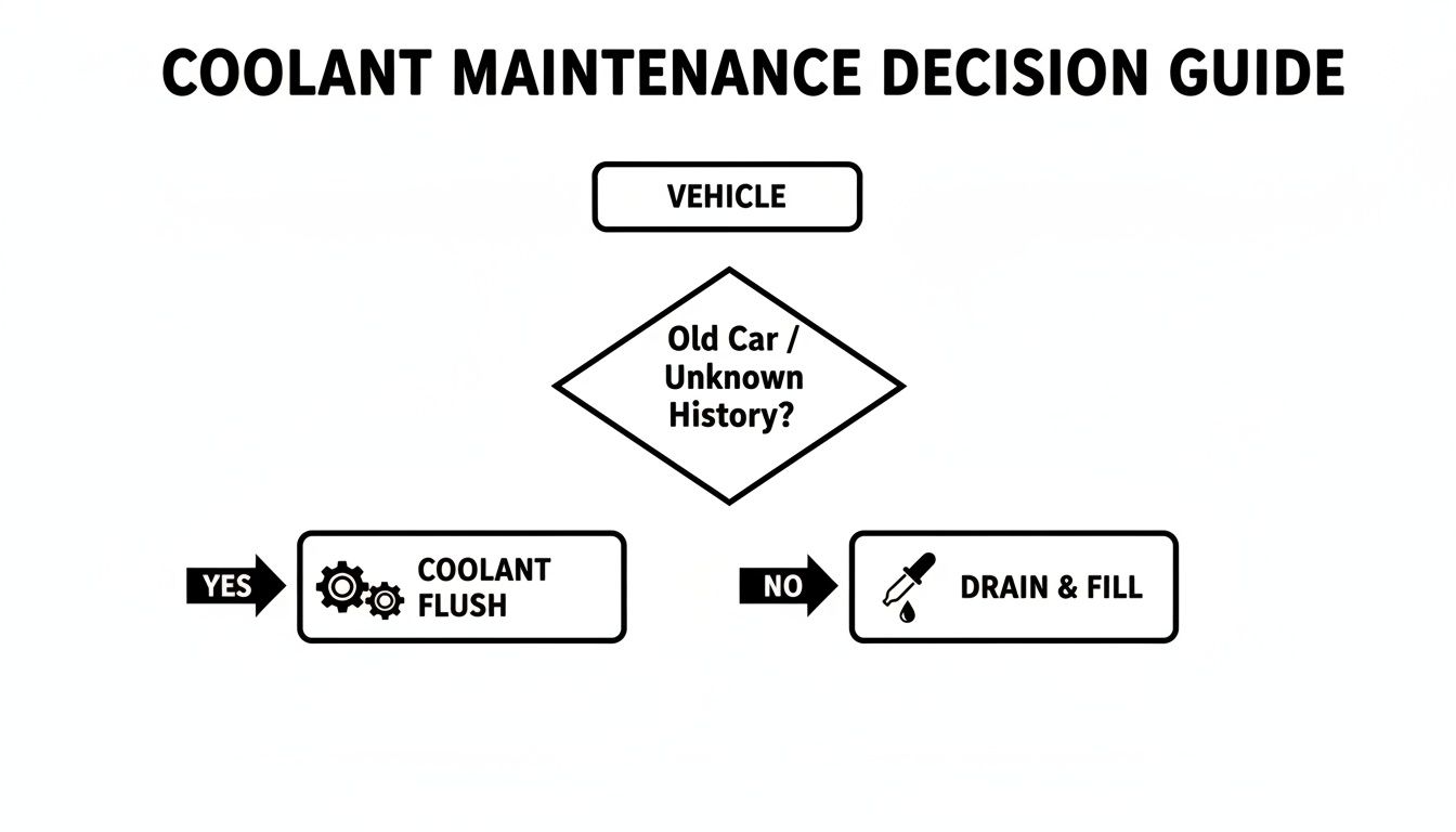 car coolant drain summary comparison chart