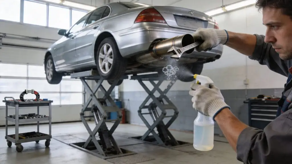 fixing an exhaust leak mechanic test