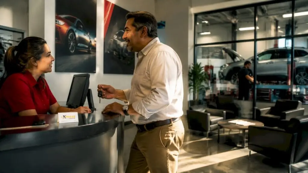 Customer at auto service counter without appointment