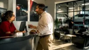Customer at auto service counter without appointment