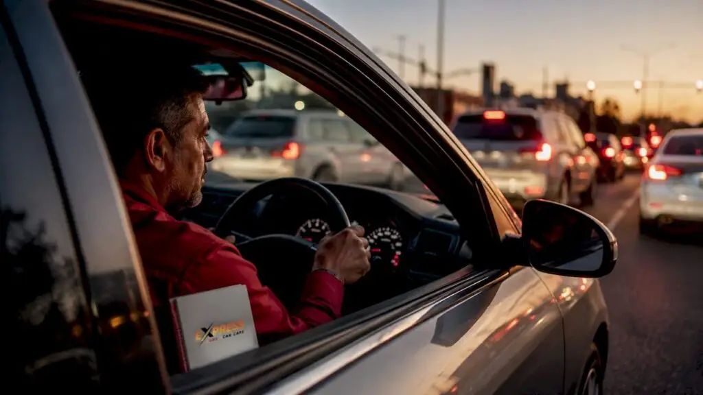 Driver braking in congested Plano traffic
