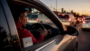 Driver braking in congested Plano traffic