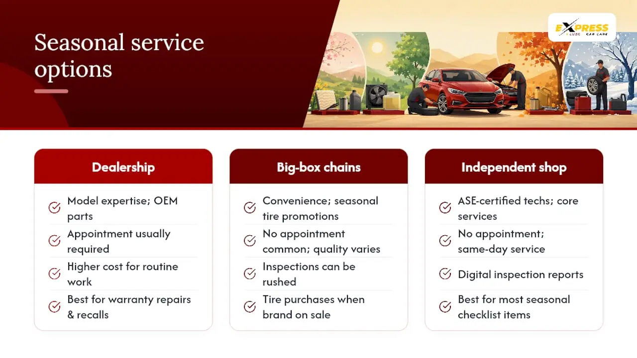 Where Can Plano Drivers Get Seasonal Service Done? — overview diagram
