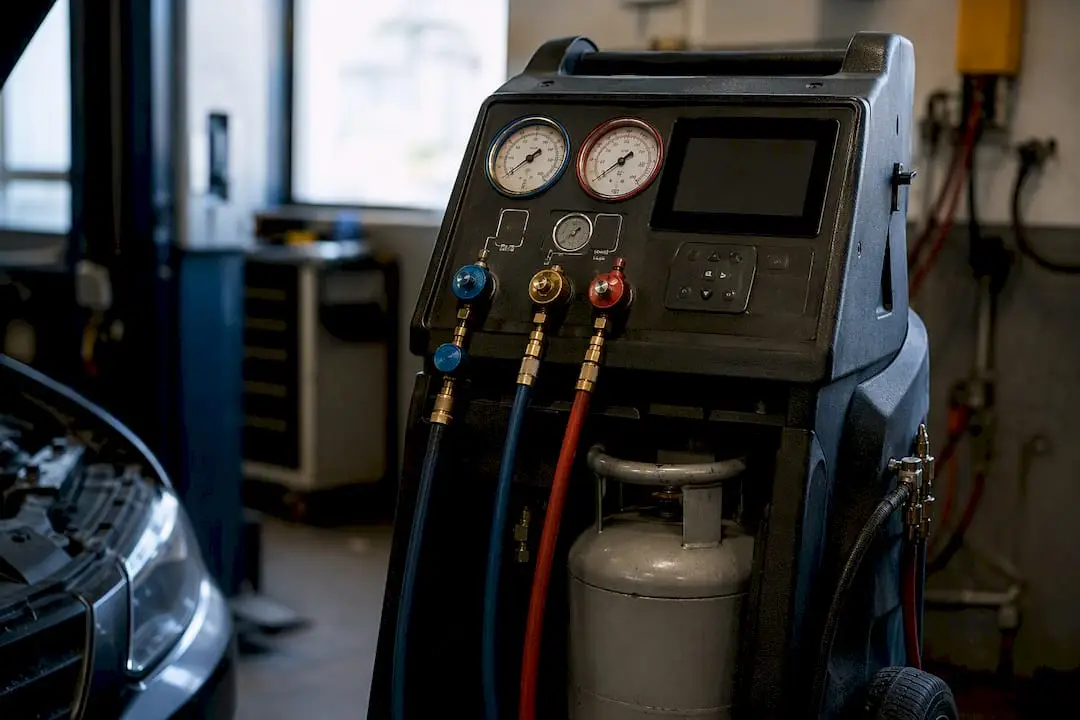 Specialized R1234yf AC service equipment close-up