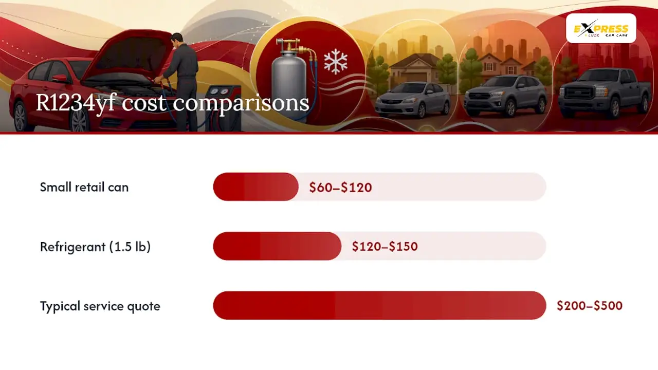R1234yf Price Per Pound and How to Estimate Your Total Refill Cost — overview diagram