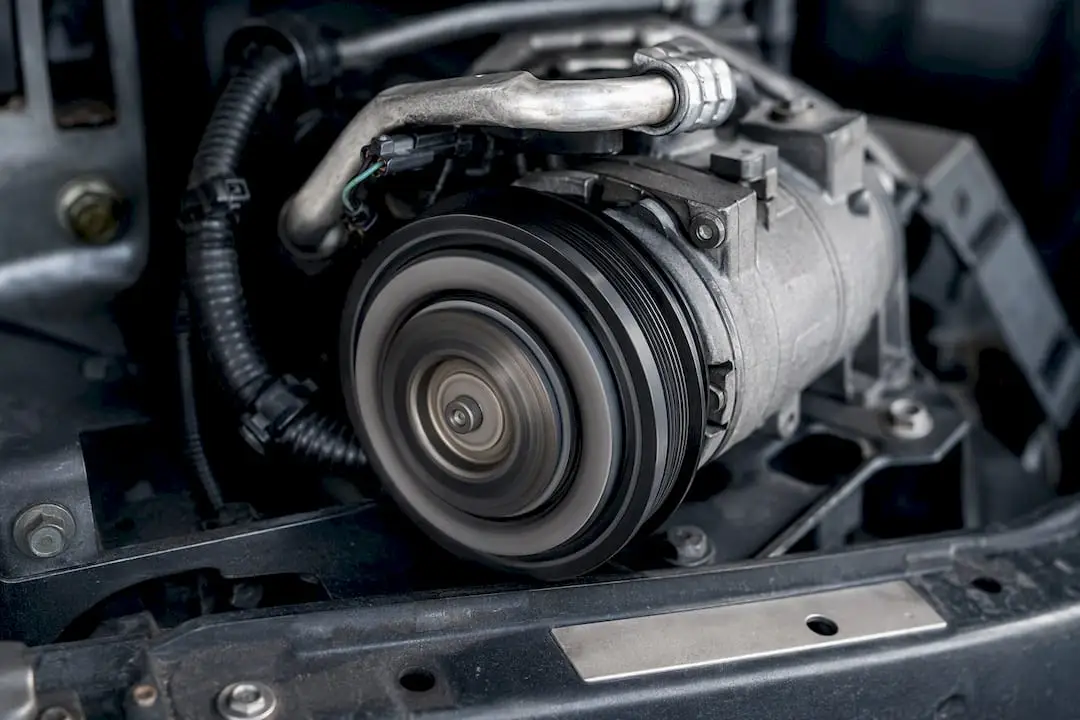 Close-up of AC compressor clutch mechanism