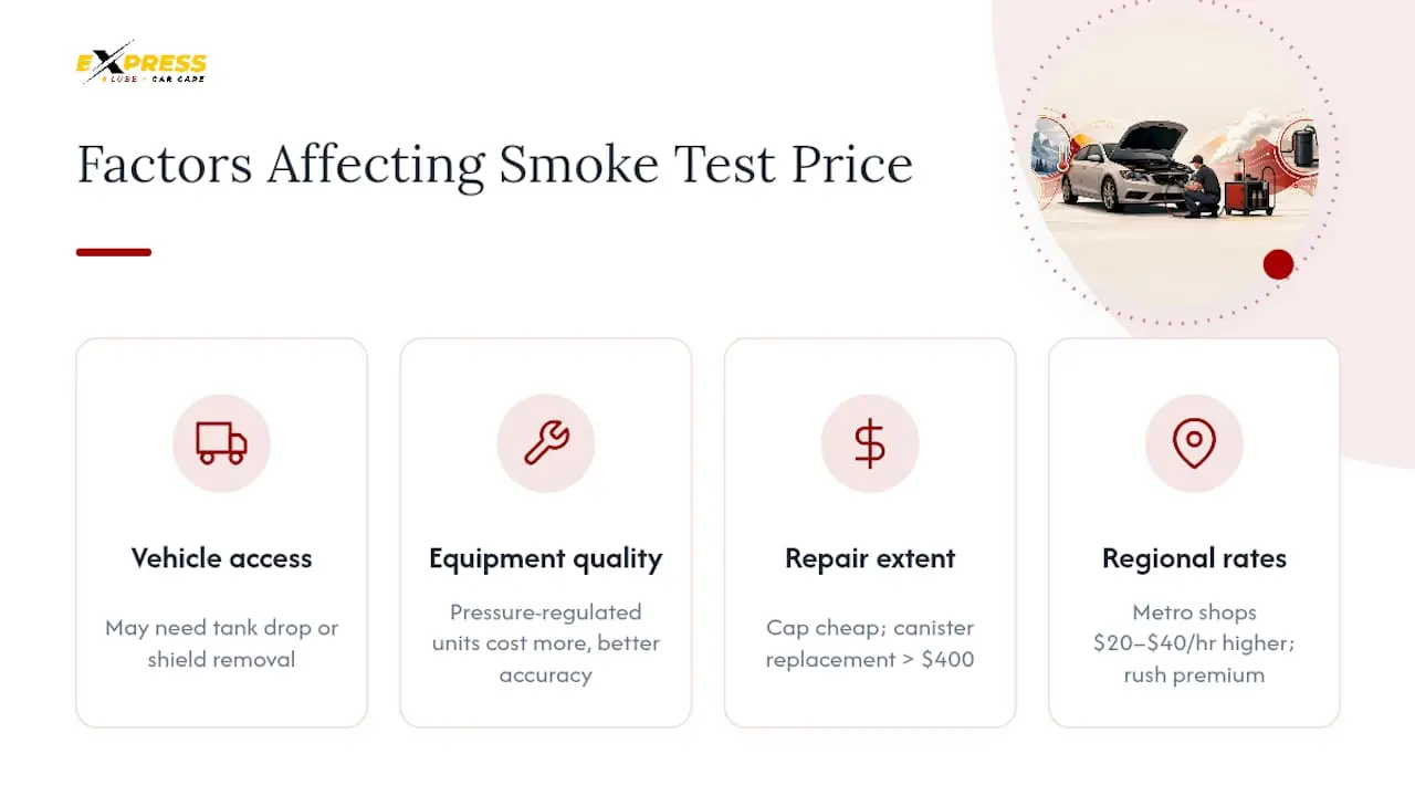 Diagram of four factors affecting smoke test price