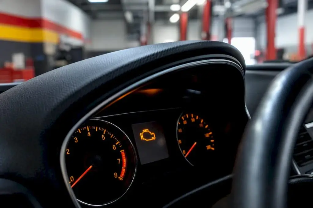 Flashing engine warning light on dashboard