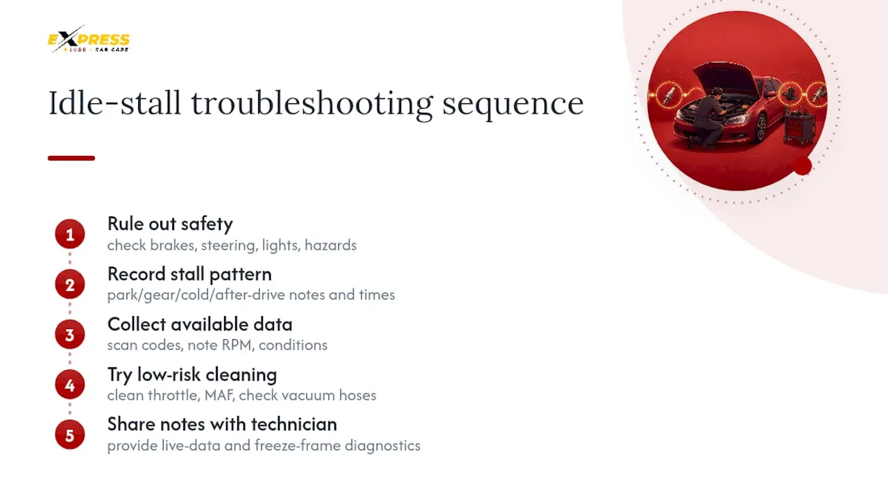 Idle stall troubleshooting sequence