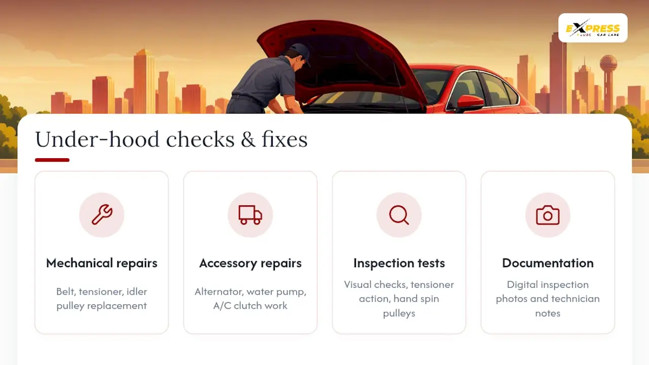 What Express Lube & Car Care Checks Under the Hood — overview diagram