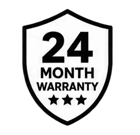 Shield badge displaying 24-month warranty with three stars