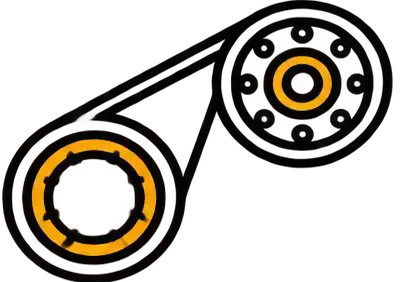 Glowing orange circular mechanical components on dark background