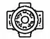 Black-and-white line drawing of an analog wristwatch