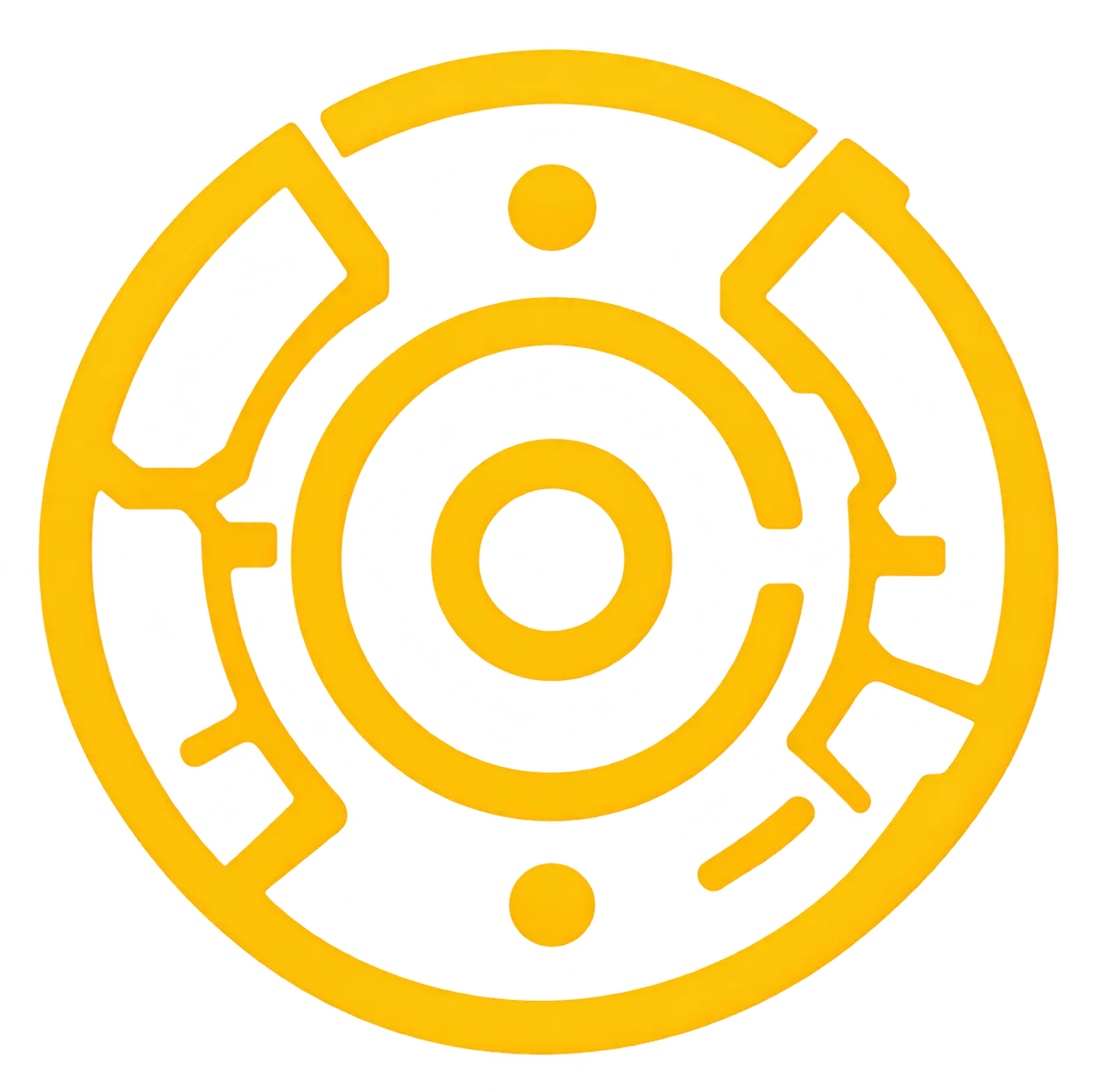 Yellow circular mechanical bearing icon