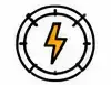 Yellow lightning bolt inside circular black outline icon