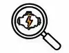 Magnifying glass inspecting a cracked circular object