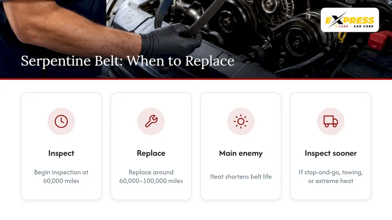 Serpentine belt mileage range and wear factors