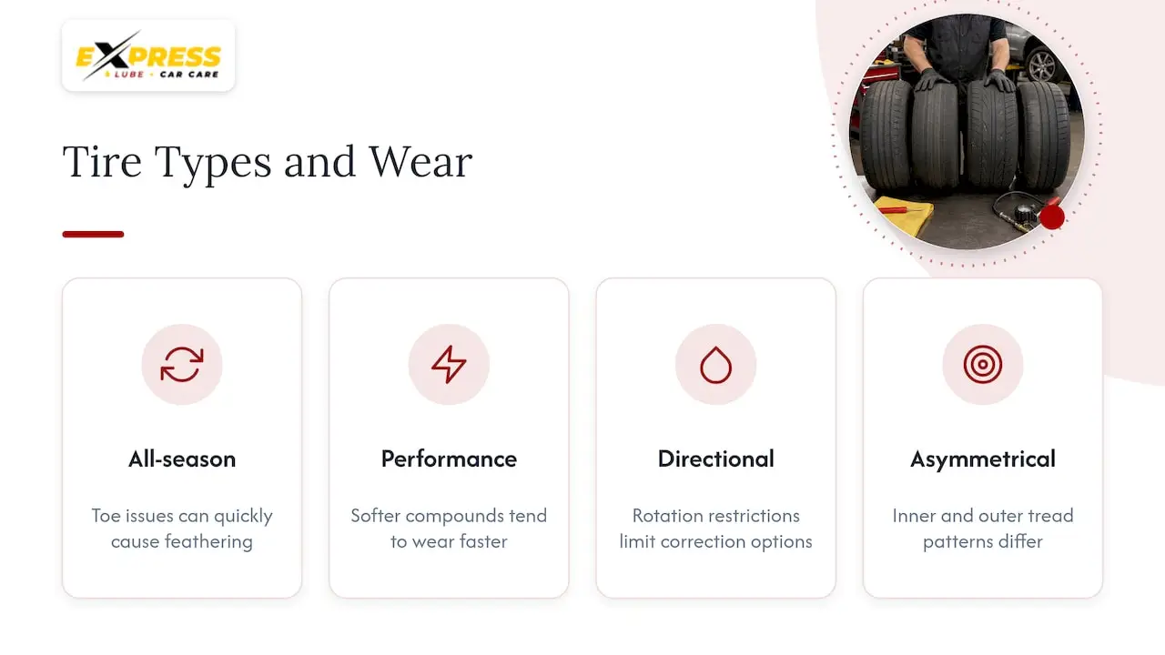 Why tire type affects how evenly tread wears down — overview diagram