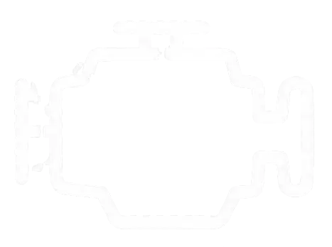 White check engine warning light icon