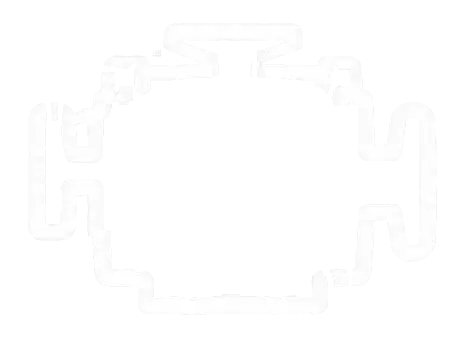White abstract winding line diagram on black background