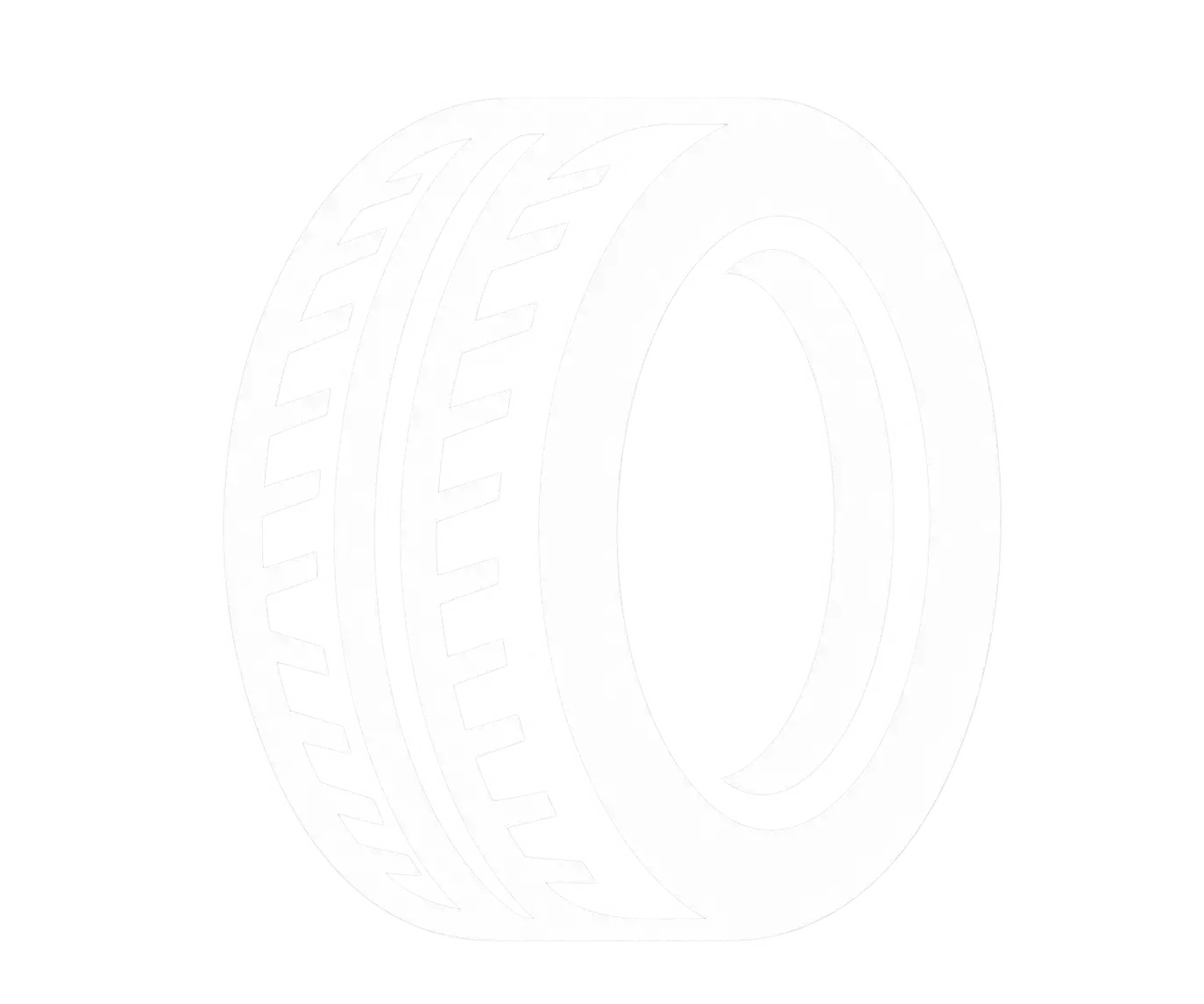White automobile tire with deep tread pattern