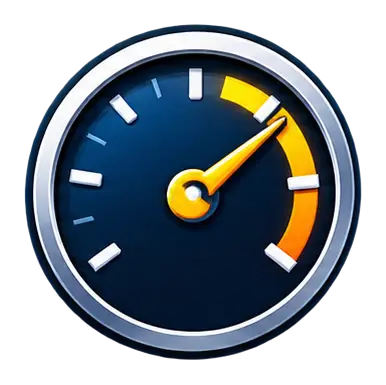 Speedometer gauge with yellow needle in high range