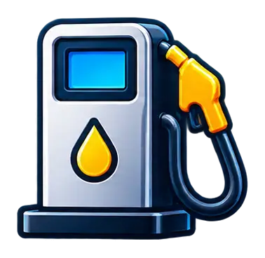 Stylized gasoline pump icon with yellow nozzle
