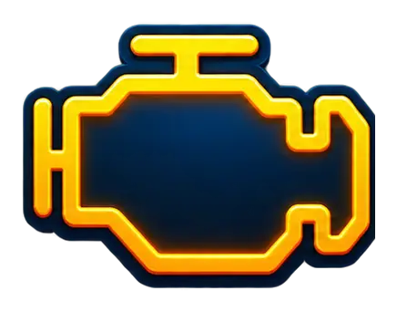 Glowing yellow check engine warning icon
