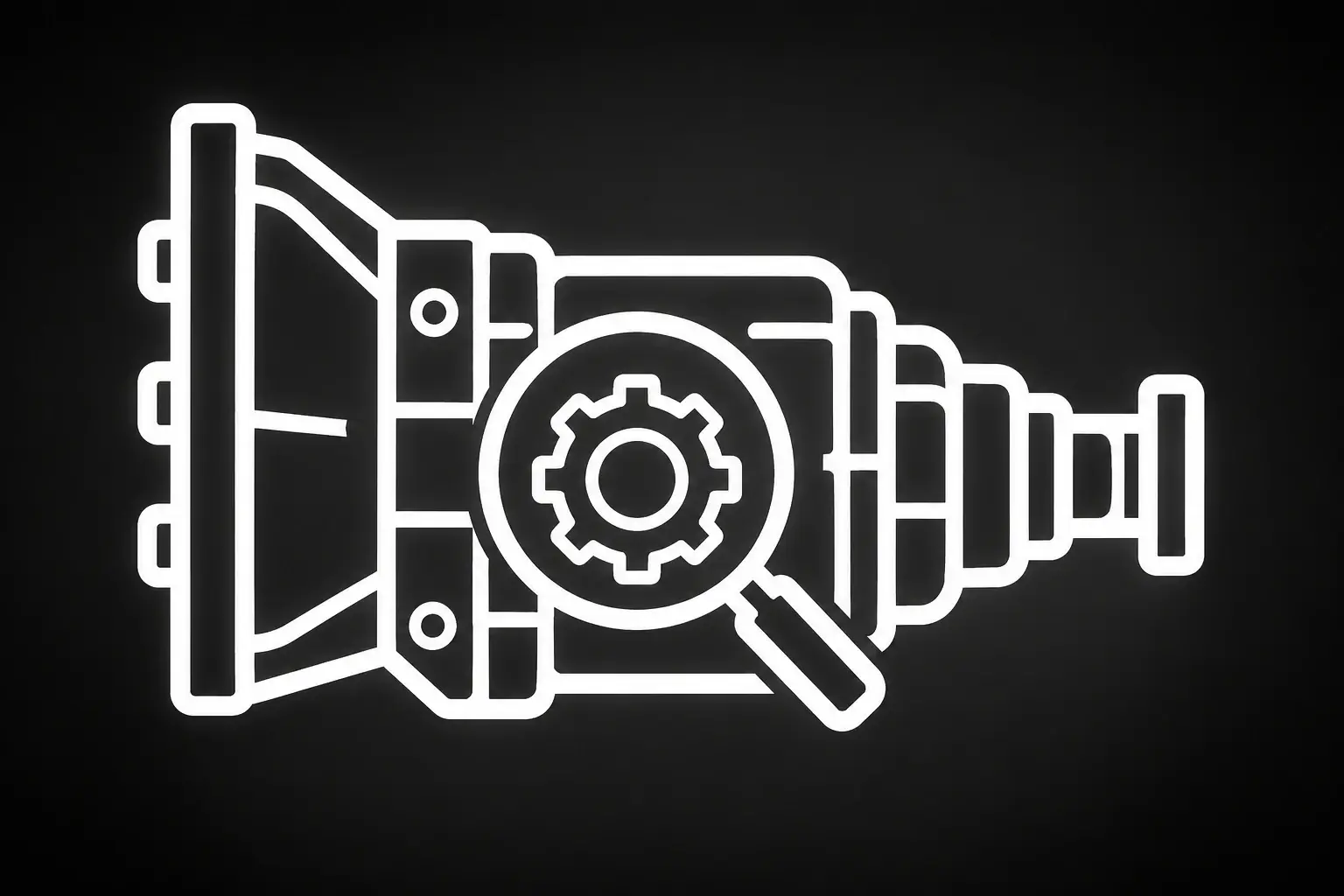 Automotive transmission diagnostics icon with magnifying glass and gearbox representing transmission testing and troubleshooting in Plano, TX